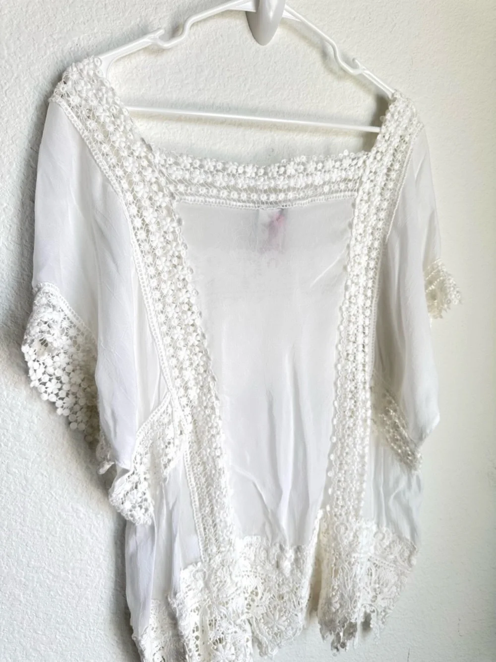 Johnny Was Lacey Insert Top XXL 2XL Cream Crochet Scalloped Hem Boho Blouse - Picture 12 of 12